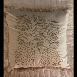 Lilly Pulitzer, Pottery Barn gold pineapple pillow